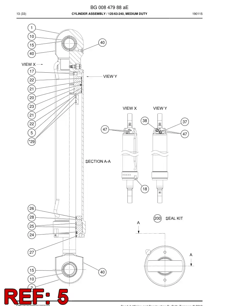 55093748b 550 937 48b PISTON - Sandvik Technical Drawing