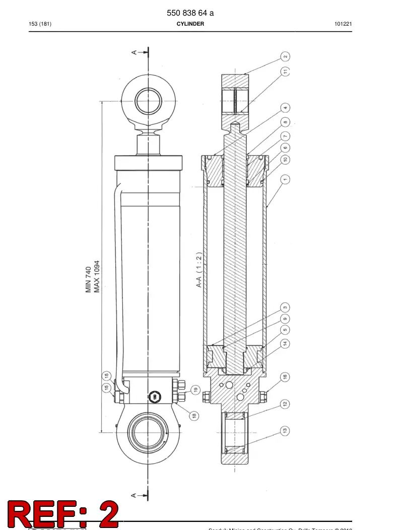 55093750 550 937 50 Rod, PISTON - Sandvik Technical Drawing