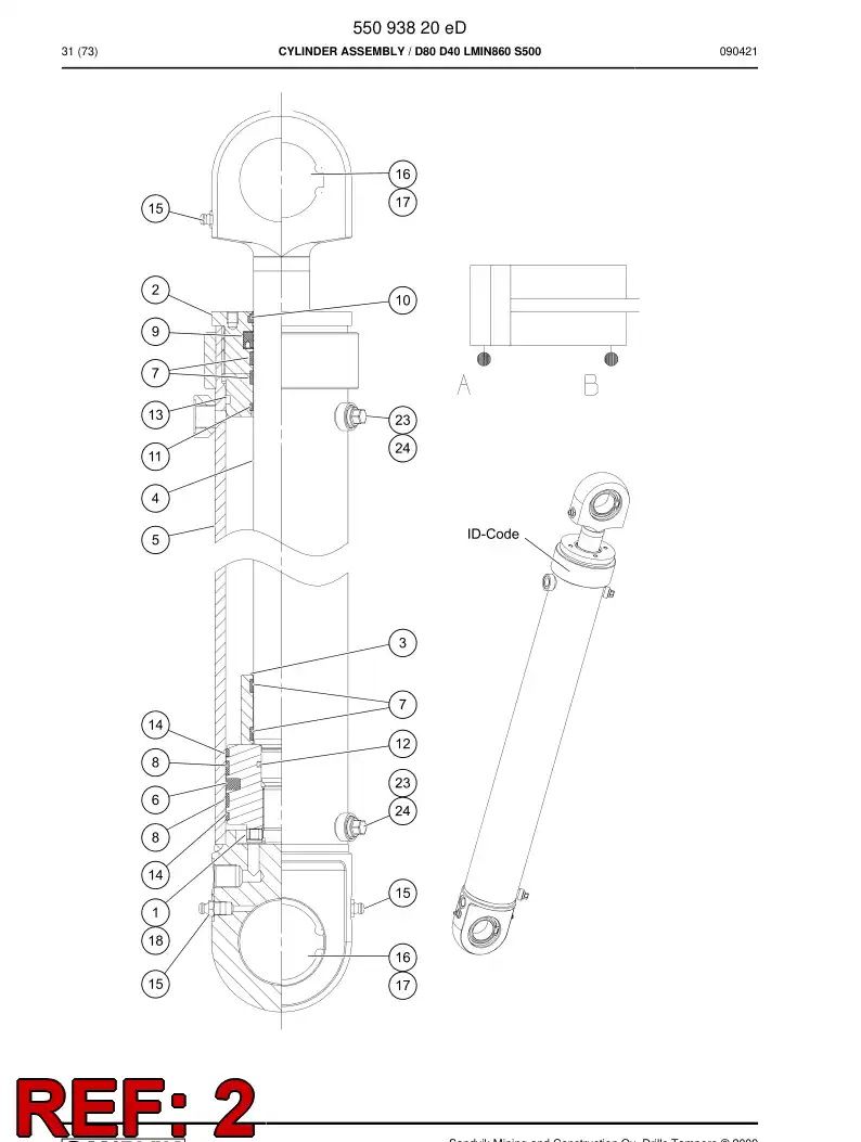 55093810a 550 938 10a Front cover - Sandvik Technical Drawing