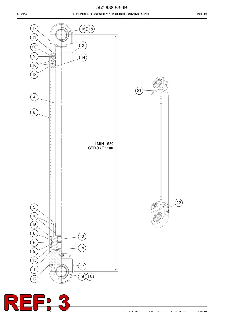 55093813c 550 938 13c Bushing - Sandvik Technical Drawing