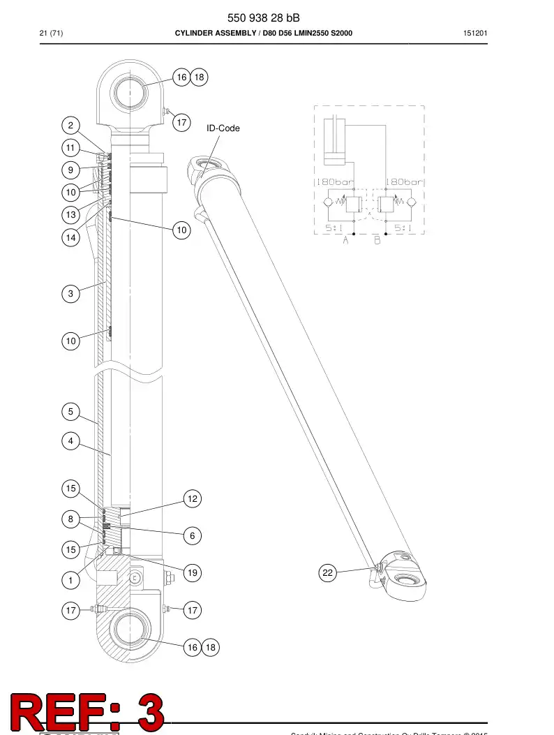 55093818a 550 938 18a Bushing - Sandvik Technical Drawing