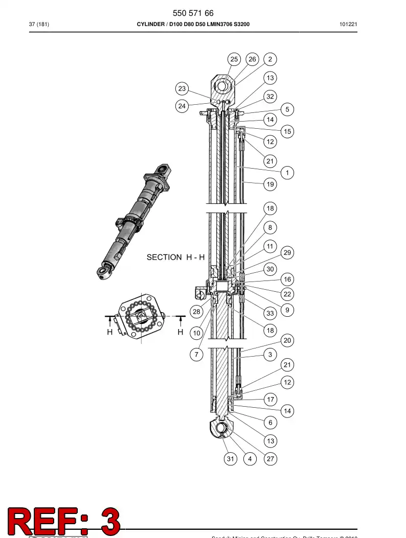 55094098 550 940 98 Cylinder tube - Sandvik Technical Drawing