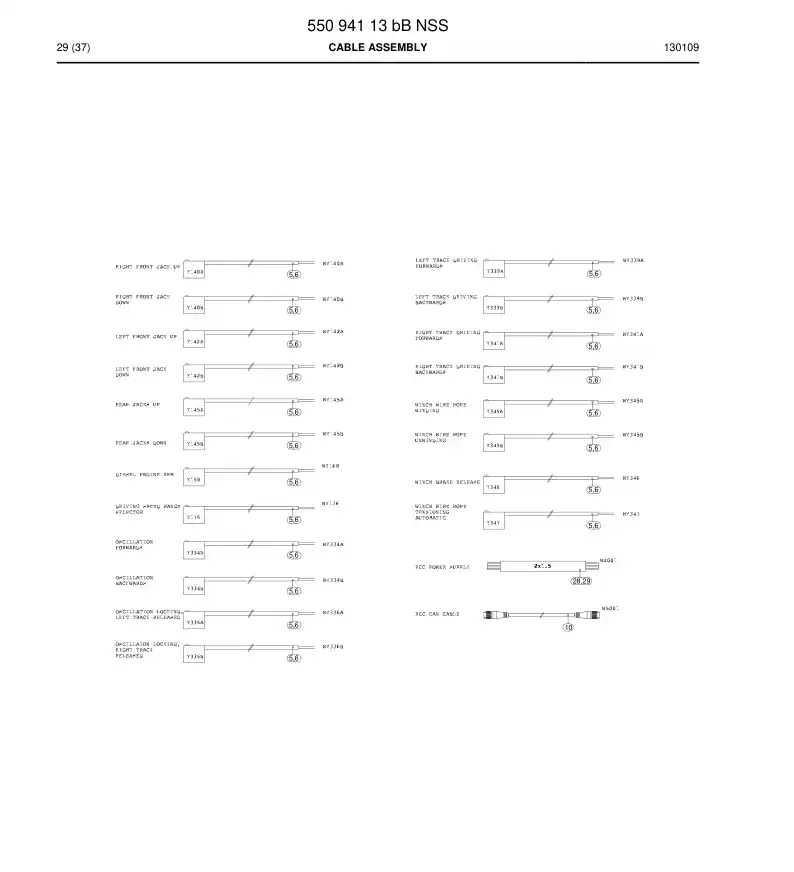 55094113b 550 941 13b Cable Assembly - Sandvik Technical Drawing