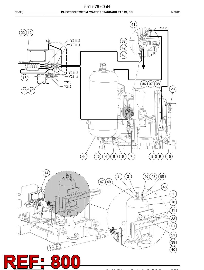 55094240f 550 942 40f HOSE SET - Sandvik Technical Drawing