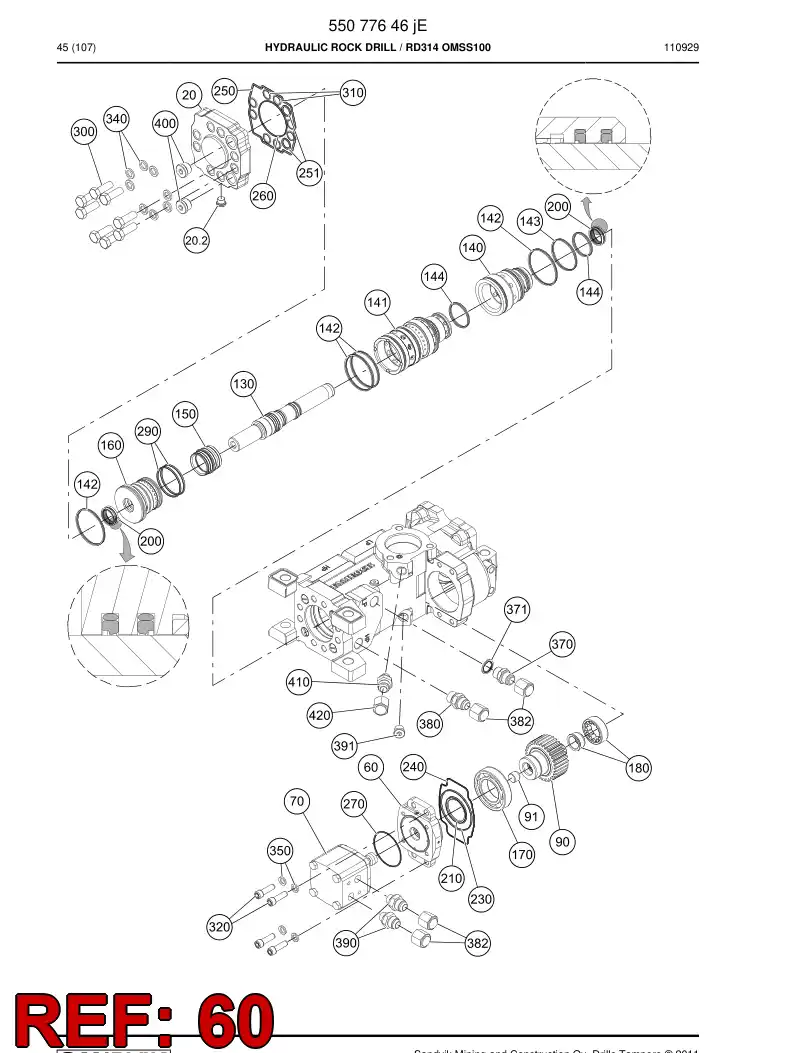55094279a 550 942 79a Flange - Sandvik Technical Drawing
