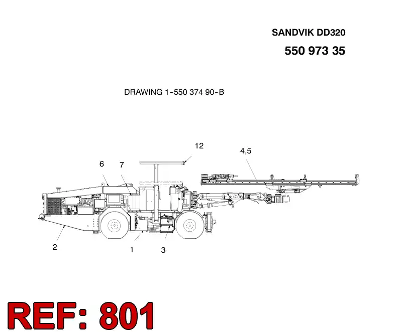 55094304 550 943 04 HYDRAULIC DIAGRAM, Carrier - Sandvik Technical Drawing