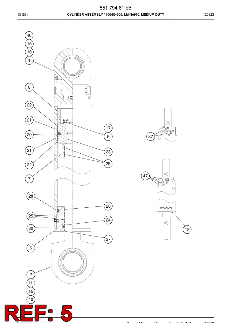 55094556a 550 945 56a PISTON - Sandvik Technical Drawing