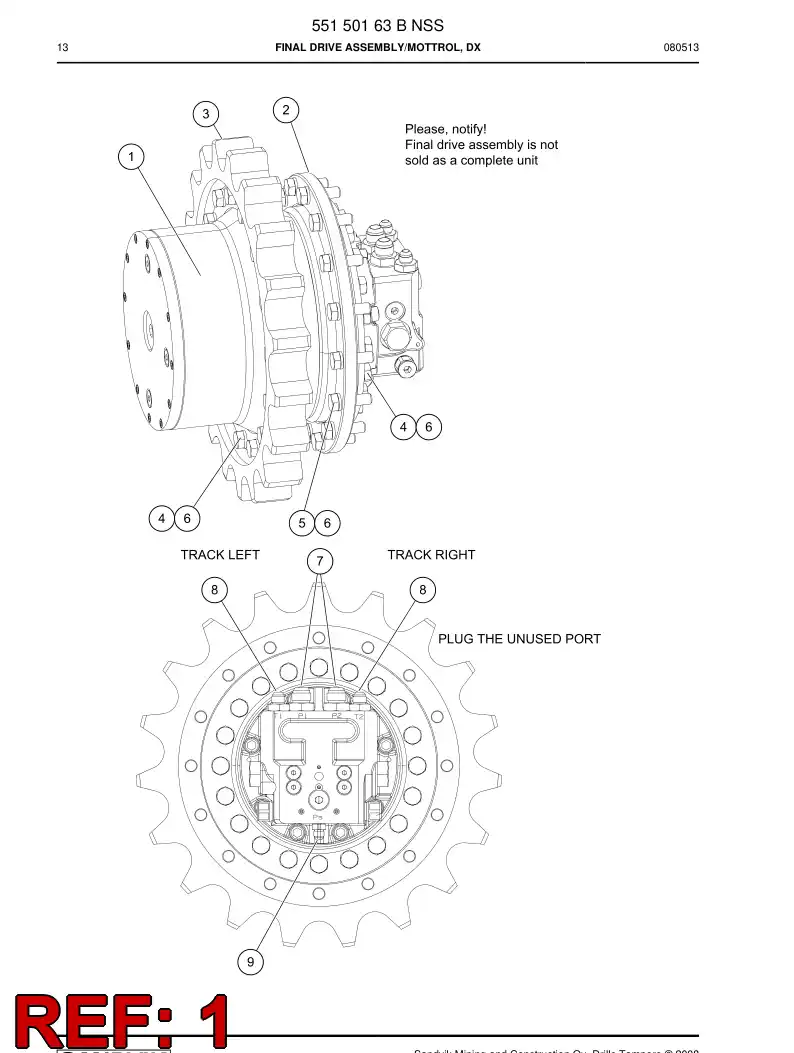 55094670c 550 946 70c Final Drive - Sandvik Technical Drawing