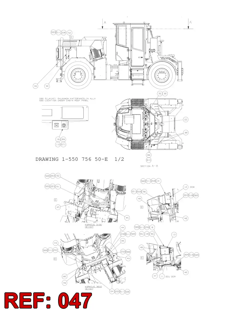 55094725 550 947 25 Pad, Rubber - Sandvik Technical Drawing