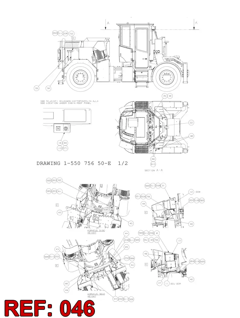 55094729 550 947 29 Pad, Rubber - Sandvik Technical Drawing