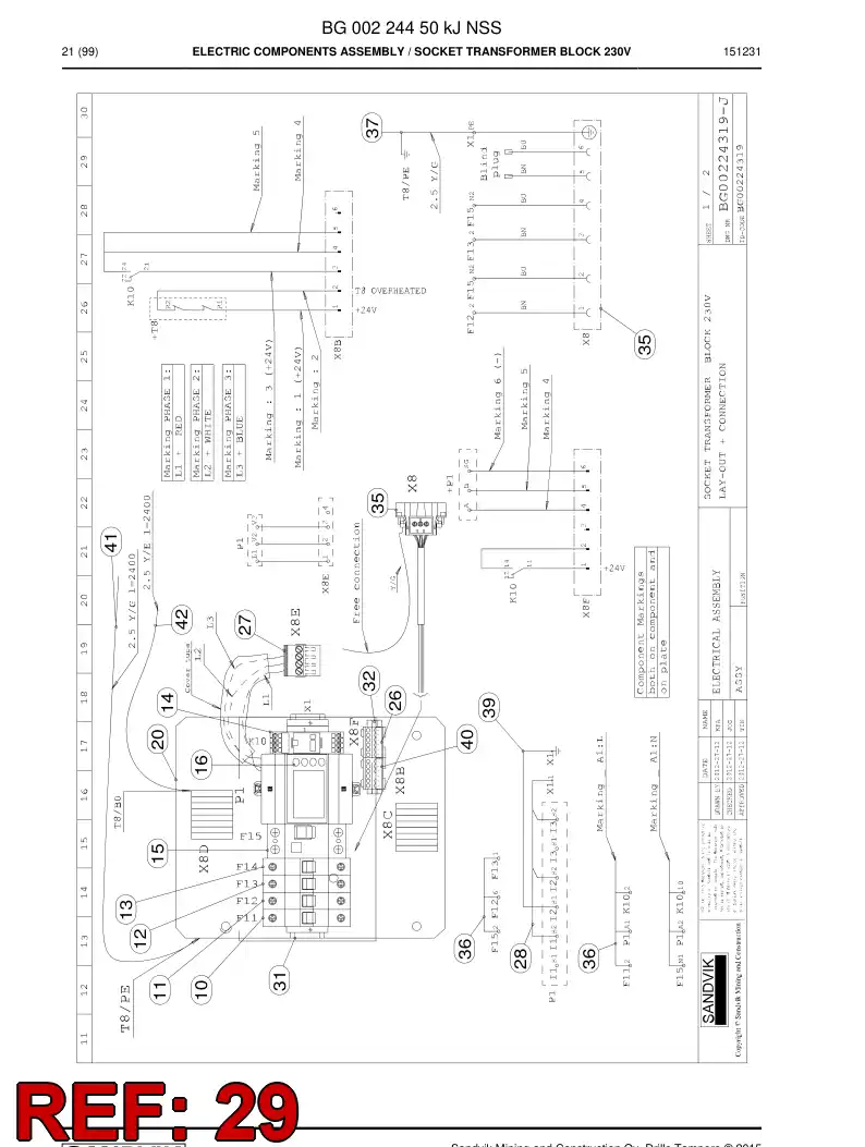 55094899 550 948 99 Terminal marking strip - Sandvik Technical Drawing