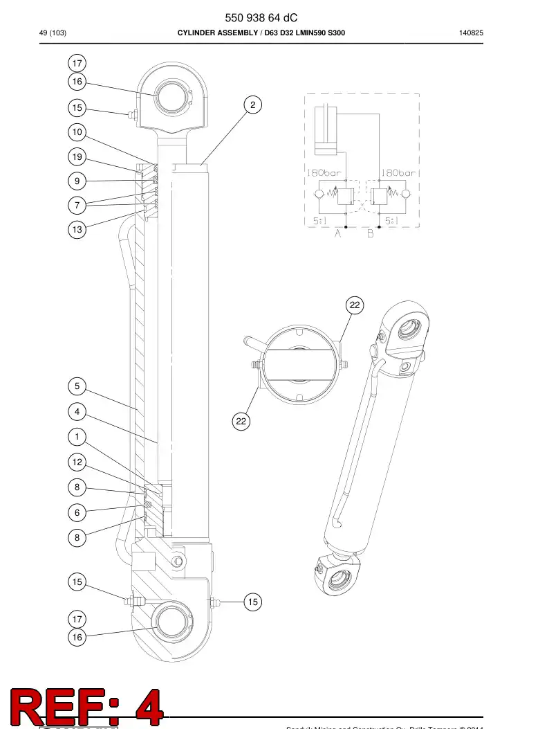55094964b 550 949 64b Rod, Cylinder - Sandvik Technical Drawing