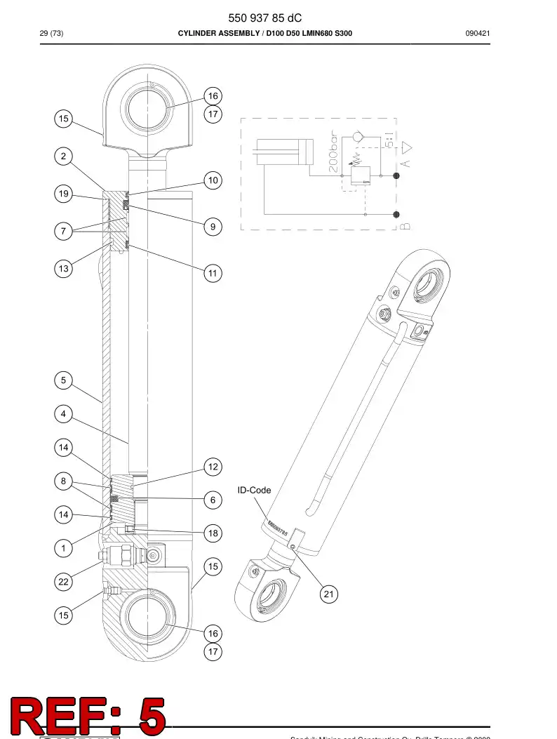 55094967a 550 949 67a Cylinder tube - Sandvik Technical Drawing