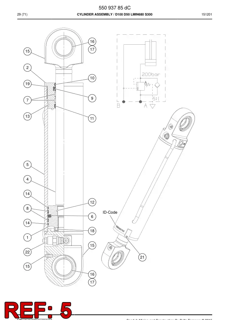 55094967b 550 949 67b Tube, Cylinder - Sandvik Technical Drawing