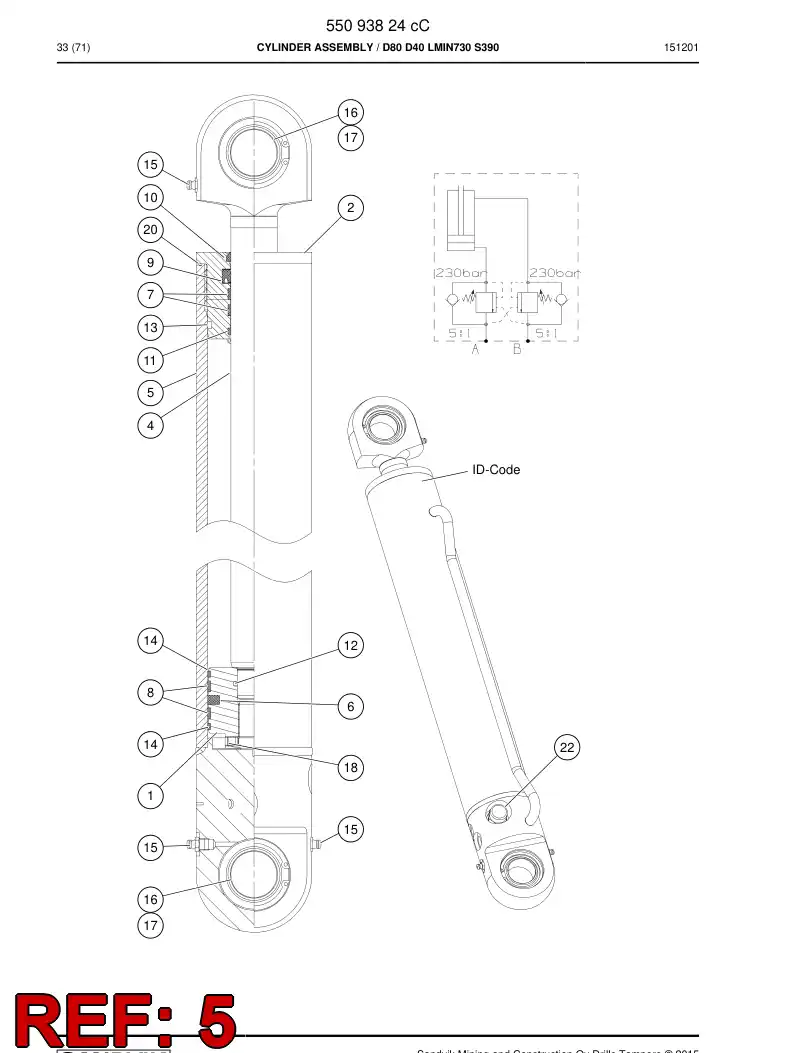 55094969d 550 949 69d Cylinder Tube Assembly - Sandvik Technical Drawing