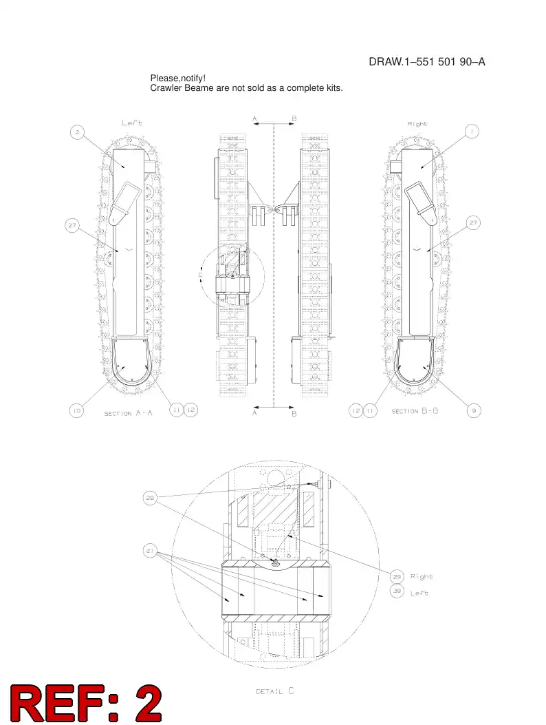 55094990 550 949 90 Beam, Crawler - Sandvik Technical Drawing