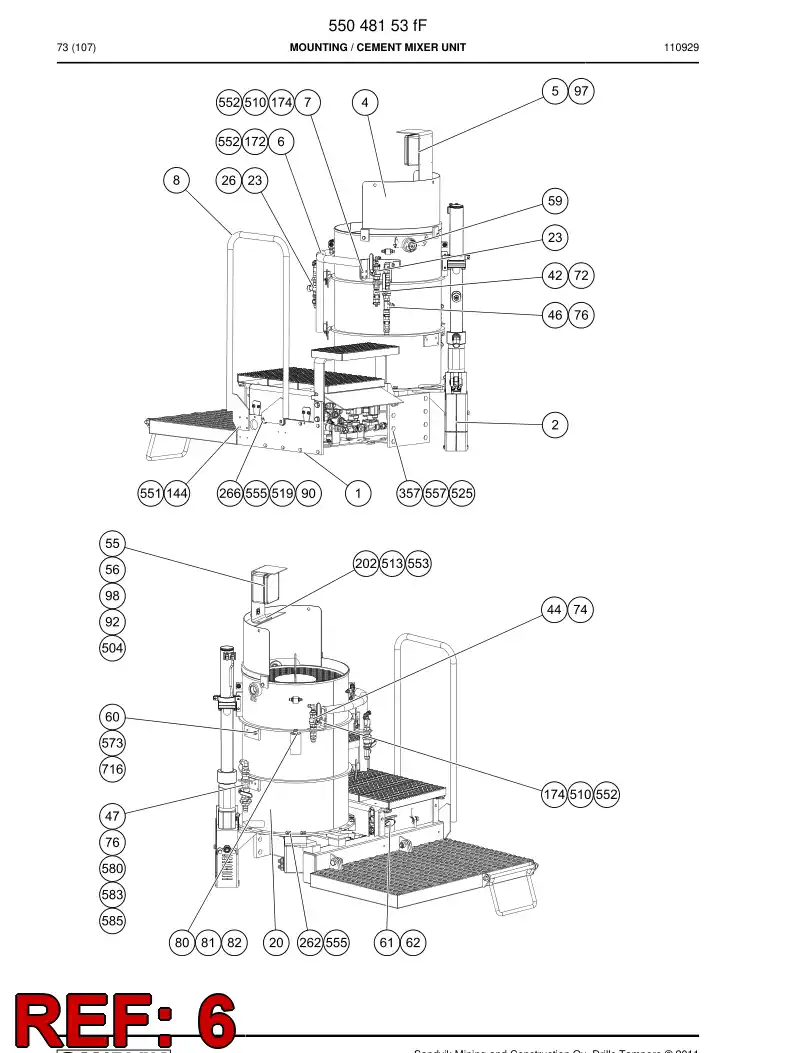 55094996 550 949 96 Railing - Sandvik Technical Drawing