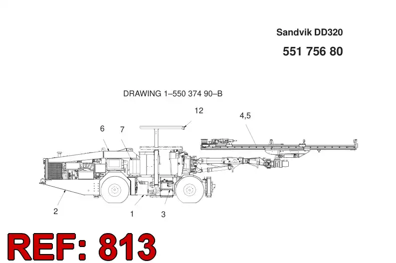 55095047 550 950 47 HOSING, DRILLING - Sandvik Technical Drawing