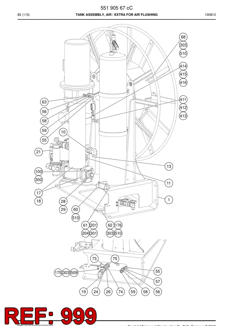 55095116k 550 951 16k Hosing Set - Sandvik Technical Drawing