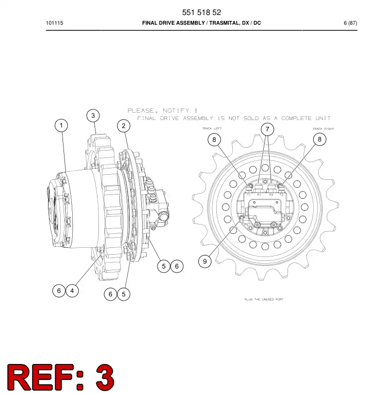 55095128 550 951 28 Wheel, Drive - Sandvik Technical Drawing