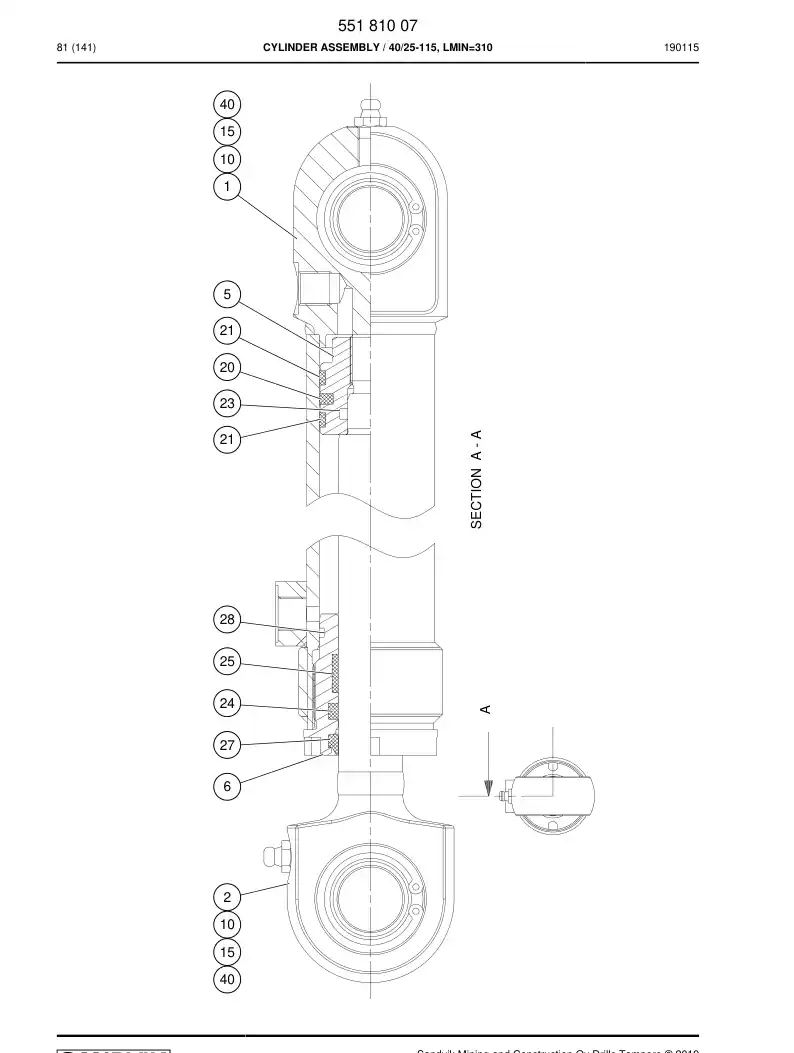 55095381b 550 953 81b Seal kit - Sandvik Technical Drawing