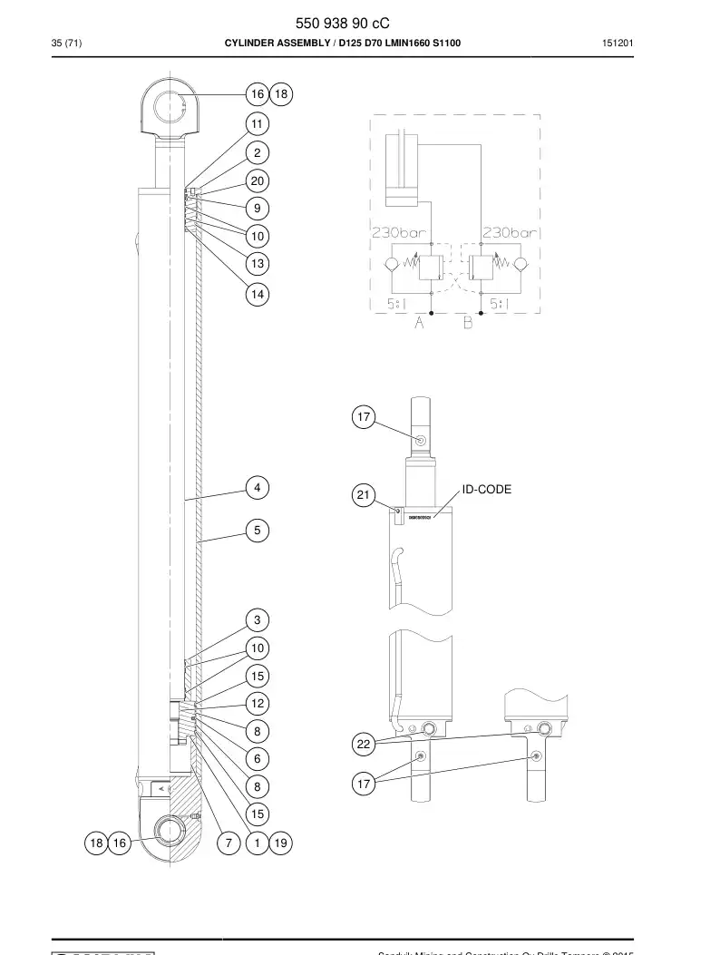 55095385b 550 953 85b Seal kit - Sandvik Technical Drawing