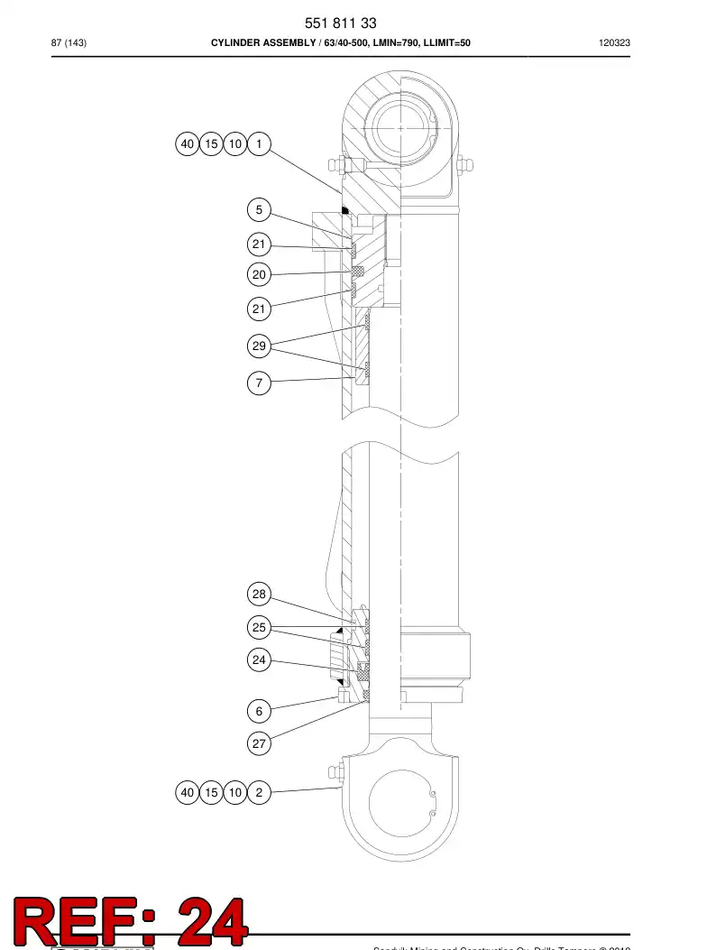 55095413 550 954 13 Seal, Rod - Sandvik Technical Drawing