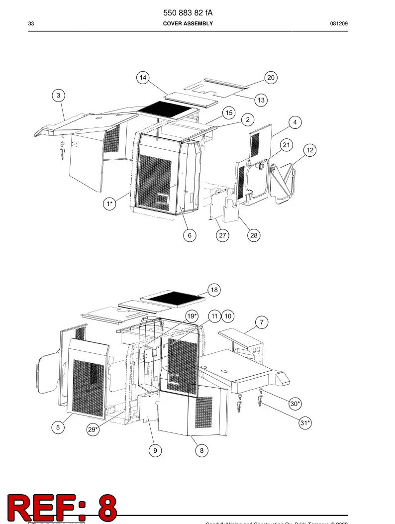 55095425 550 954 25 Covers - Sandvik Technical Drawing