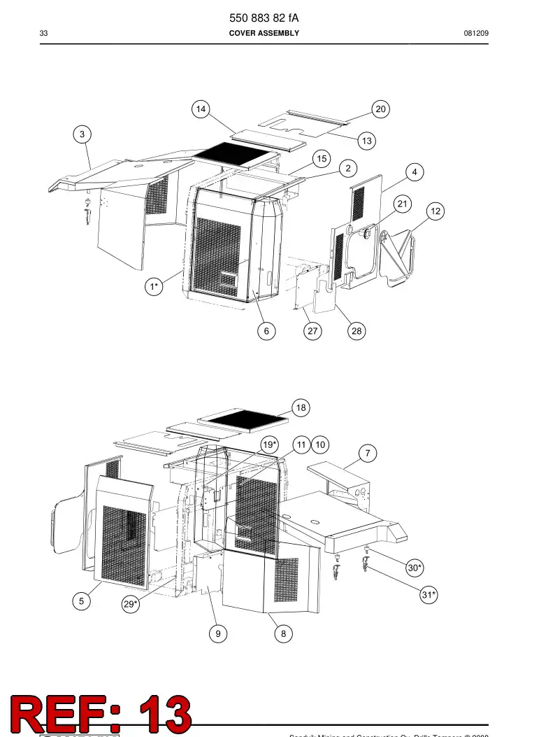 55095438 550 954 38 Covers - Sandvik Technical Drawing