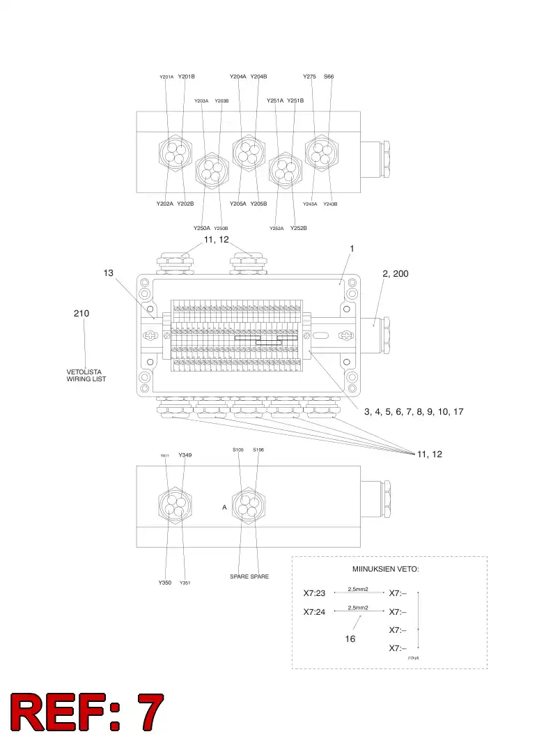55095452 550 954 52 TERMINAL MARKING STRIP - Sandvik Technical Drawing