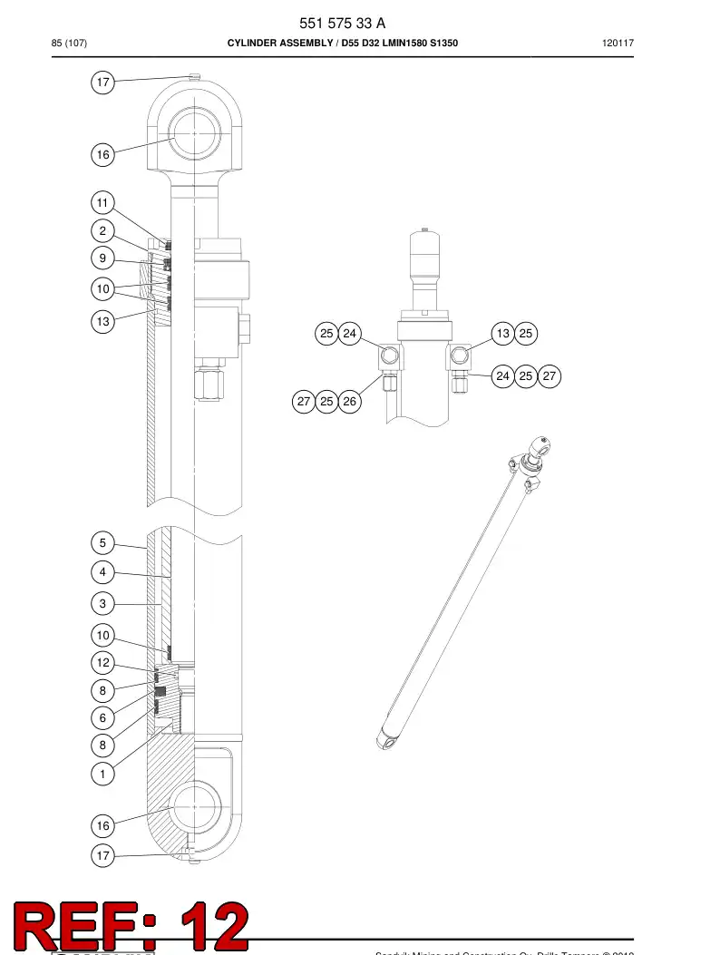 55095480a 550 954 80a O-Ring - Sandvik Technical Drawing