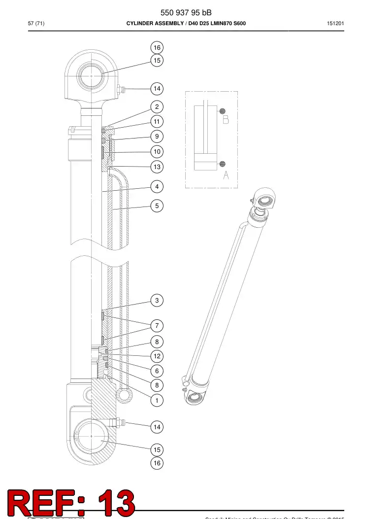 55095496a 550 954 96a O-ring - Sandvik Technical Drawing