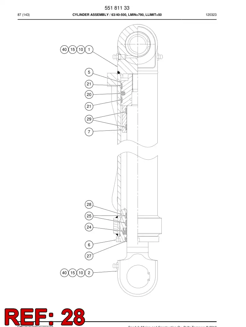 55095497a 550 954 97a Seal - Sandvik Technical Drawing