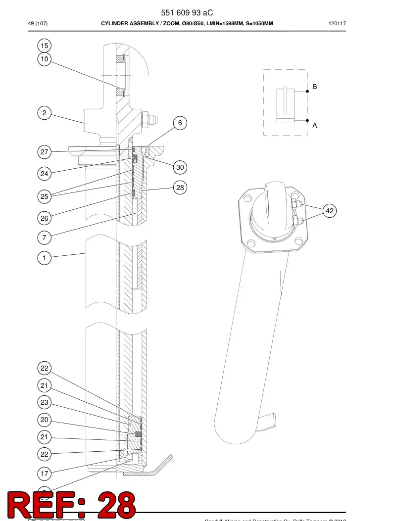 55095498a 550 954 98a Seal - Sandvik Technical Drawing