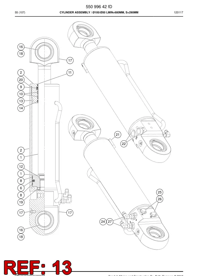 55095499a 550 954 99a SEAL - Sandvik Technical Drawing
