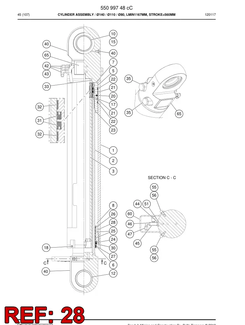 55095501a 550 955 01a Seal - Sandvik Technical Drawing