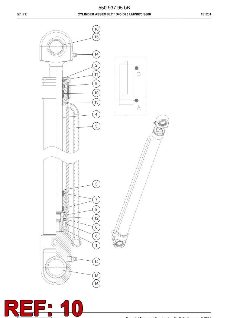 55095539 550 955 39 Guide Ring, PISTON Rod - Sandvik Technical Drawing