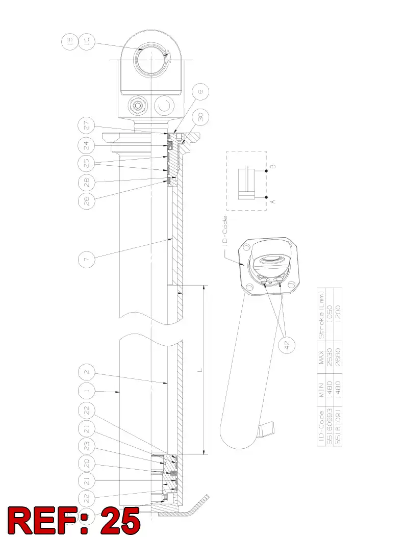 55095545 550 955 45 Guide Ring, PISTON Rod - Sandvik Technical Drawing