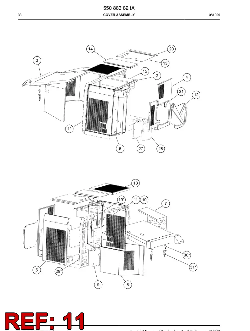 55095667 550 956 67 Cover plate - Sandvik Technical Drawing