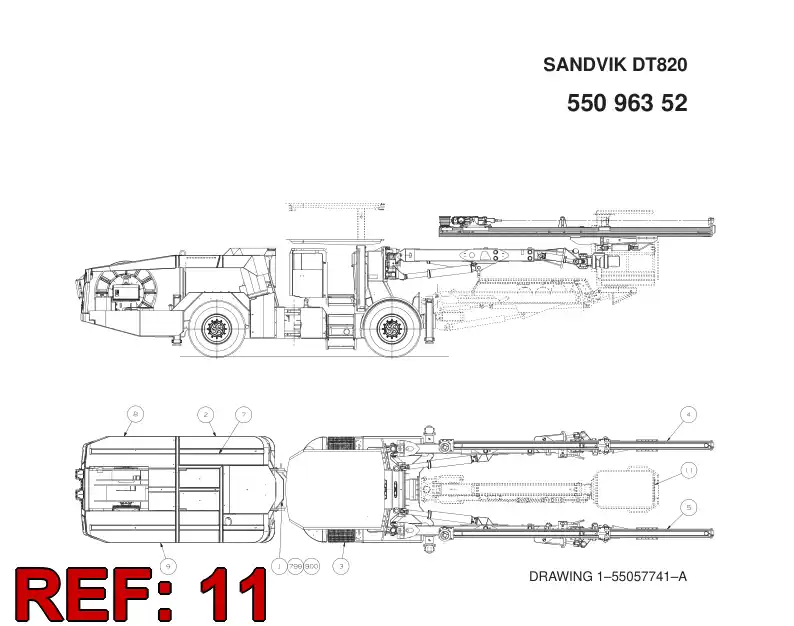 55096350 550 963 50 BASKET BOOM MODULE - Sandvik Technical Drawing