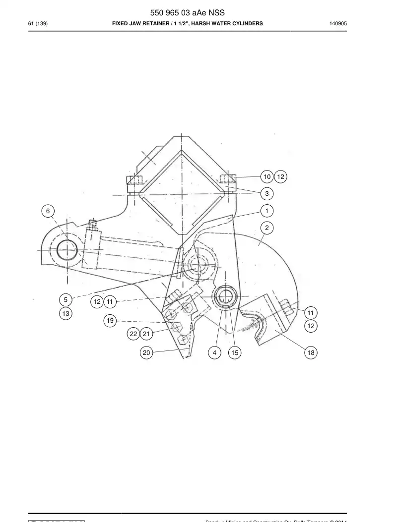 55096503a 550 965 03a Fixed jaw retainer - Sandvik Technical Drawing