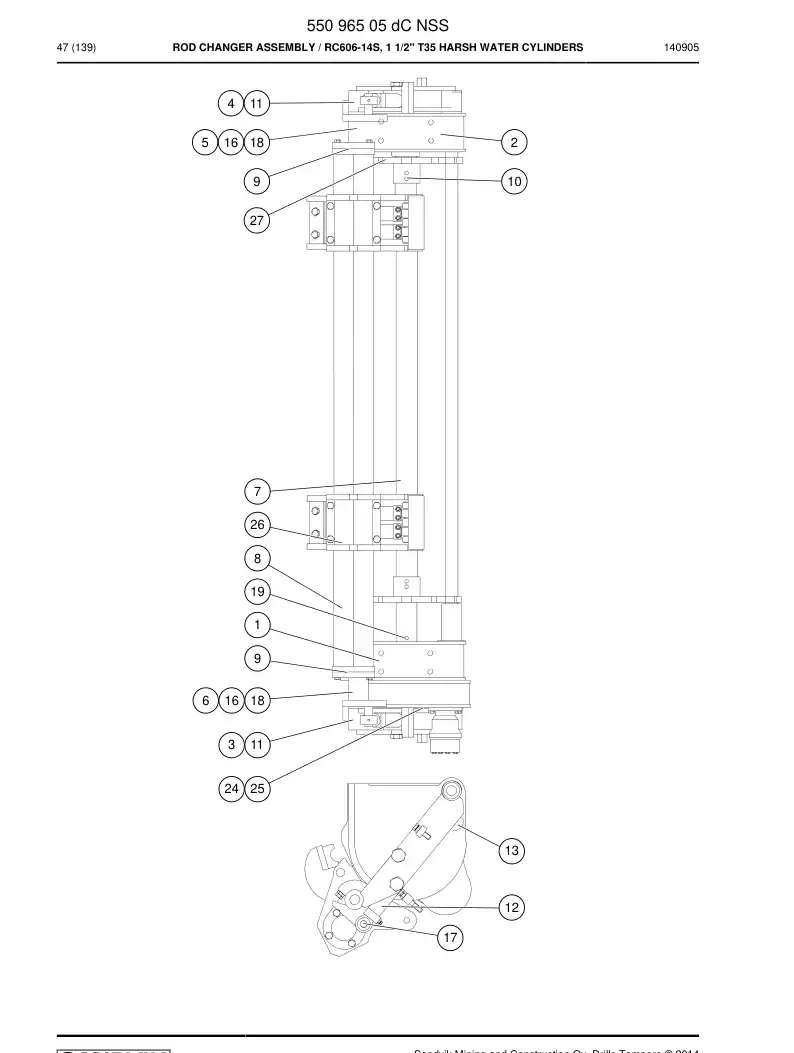 55096505d 550 965 05d Rod Changer Assembly - Sandvik Technical Drawing