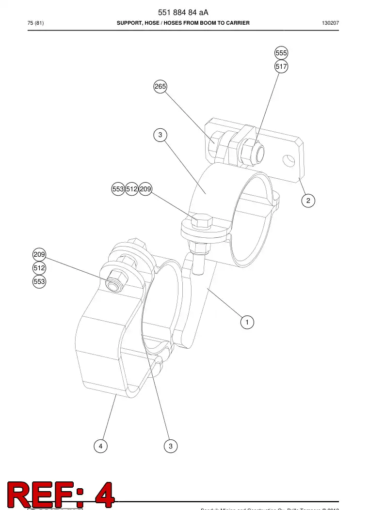 55096790b 550 967 90b Strap, Metal - Sandvik Technical Drawing