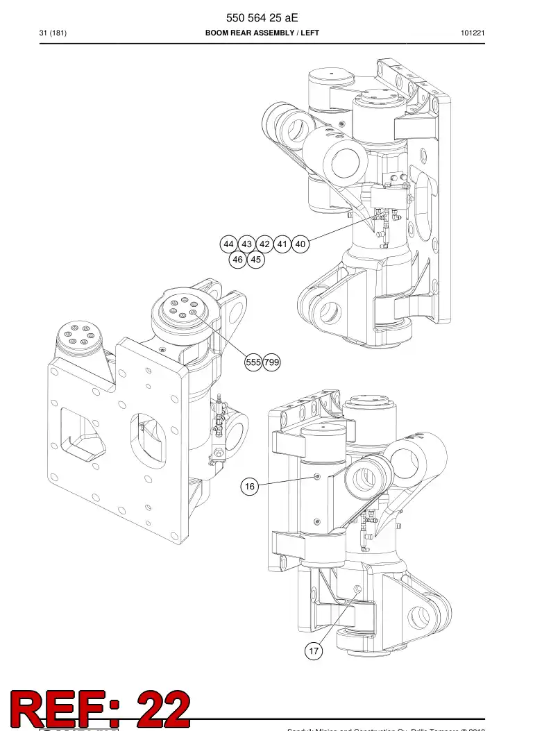55096811 550 968 11 Limit switch - Sandvik Technical Drawing