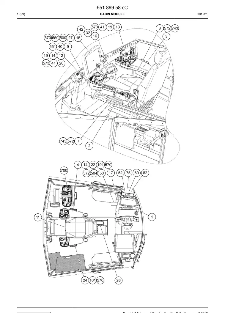 55096973 550 969 73 Cable assembly - Sandvik Technical Drawing