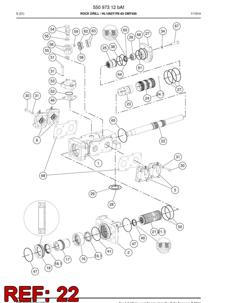55097288 550 972 88 PISTON - Sandvik Technical Drawing