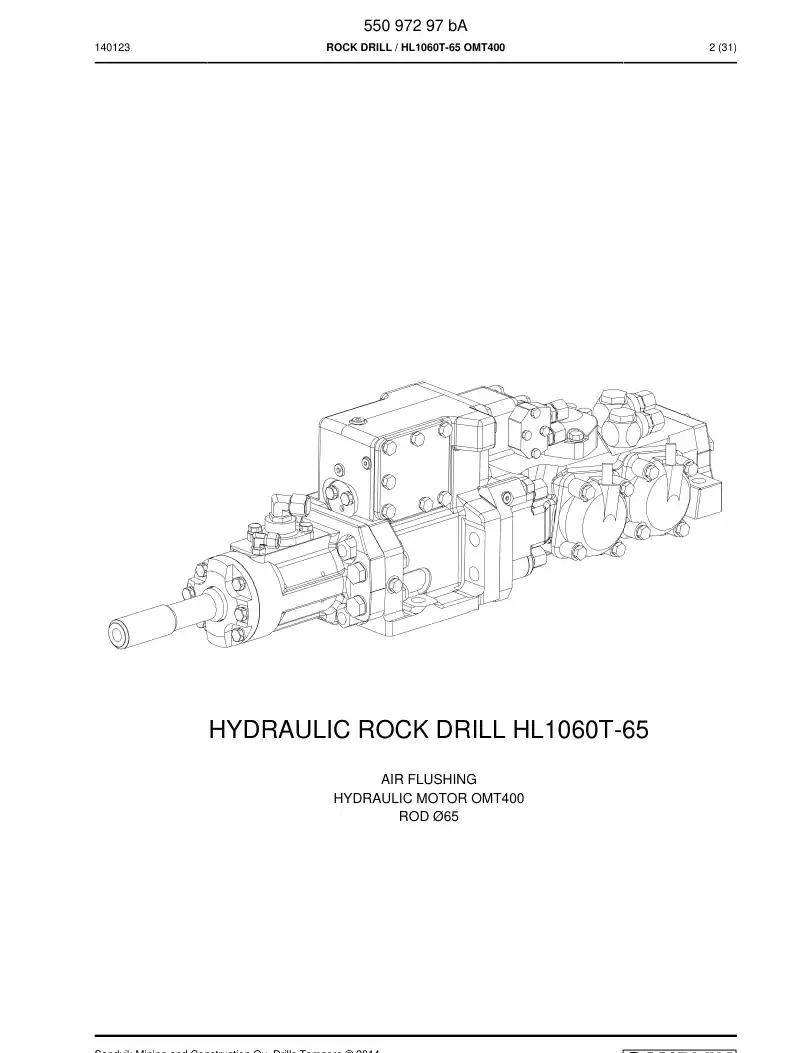55097297b 550 972 97b Rock Drill - Sandvik Technical Drawing