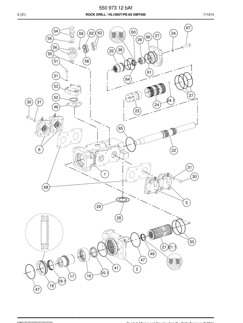 55097312b 550 973 12b ROCK DRILL - Sandvik Technical Drawing