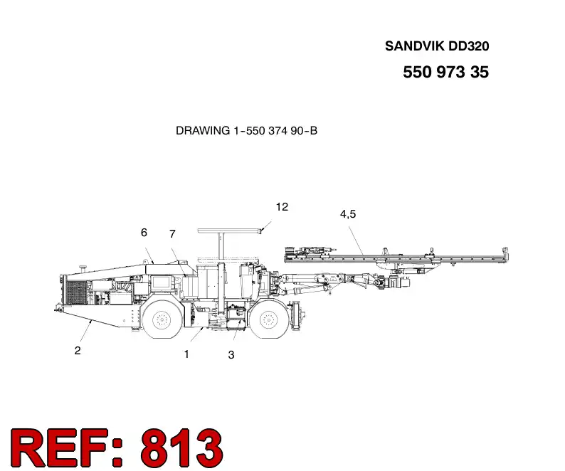 55097337 550 973 37 HOSING, DRILLING - Sandvik Technical Drawing