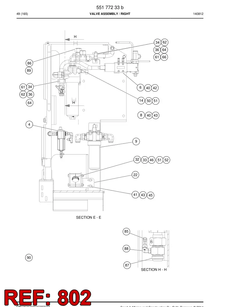 55097384j 550 973 84j Schematic, Air Circuit - Sandvik Technical Drawing